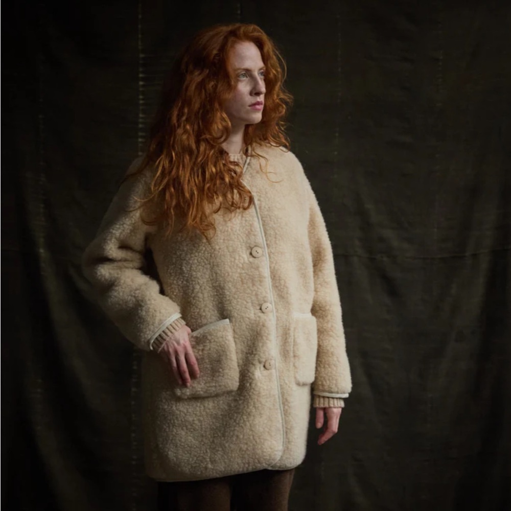 Siskin Women’s Sika Coat - Wool Teddy Fleece from Mama Owl - Medium - Brand New